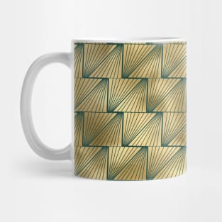 Teal and Gold Vintage Art Deco Lined Diamond Pattern Mug